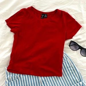 Windsor Red Ribbed Crop Top